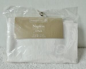 Damask Napkins Arctic White 4 Pack Wal-Mart Cotton Poly Blend 17 inch NEW
